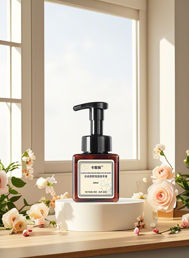 雅致治愈感，窗边， 柔和光线与烂漫花朵环绕，