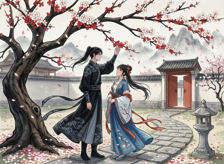 画风保持二次元原画风格，场景要有中式古典美学预览效果