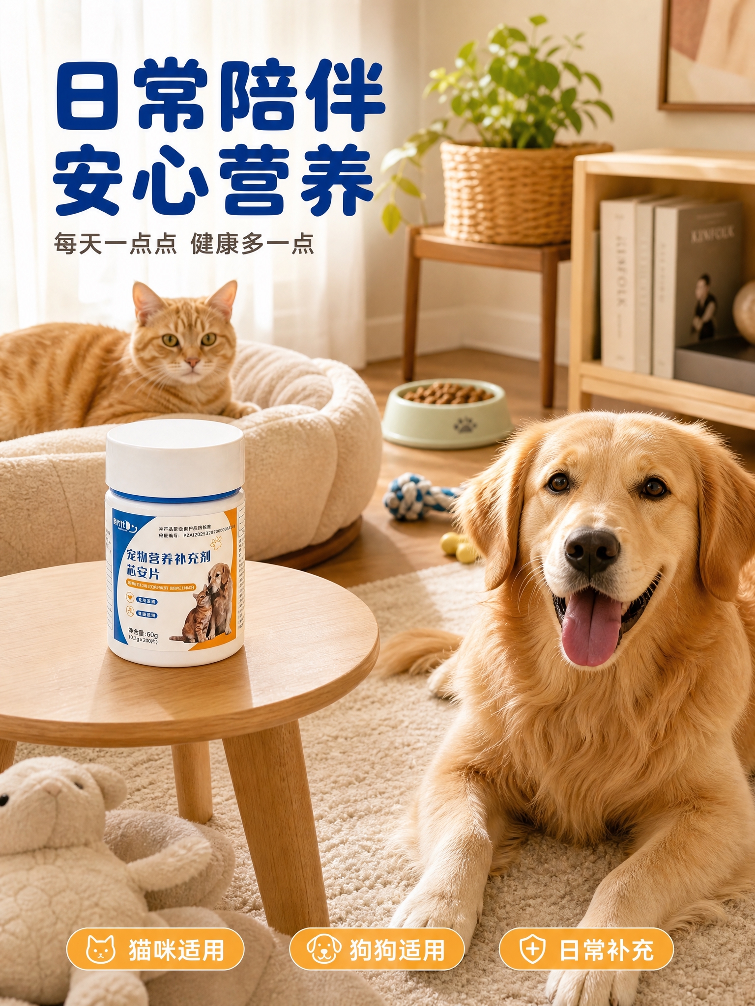 [商品] 使用【图1】宠物营养补充剂芯安片产品瓶身；保留白色瓶… - 图片创意预览