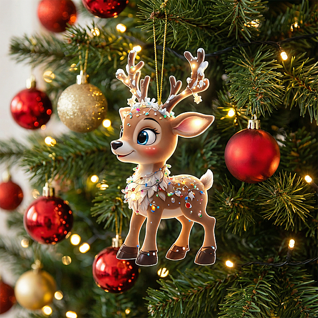 将饰品放置在圣诞树上，特写饰品，不能改变图中饰品外观，背景为圣诞装饰环境，要求画面清晰，丝滑流畅，各生成2张不同角度图片