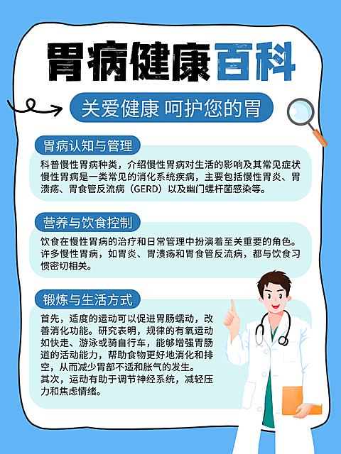 蓝色卡通胃病健康百科知识分享小红书内页