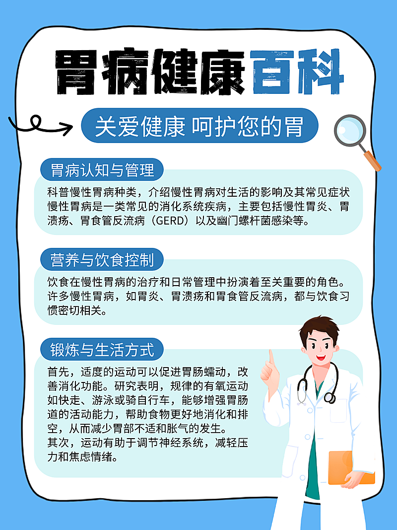 蓝色卡通胃病健康百科知识分享小红书内页