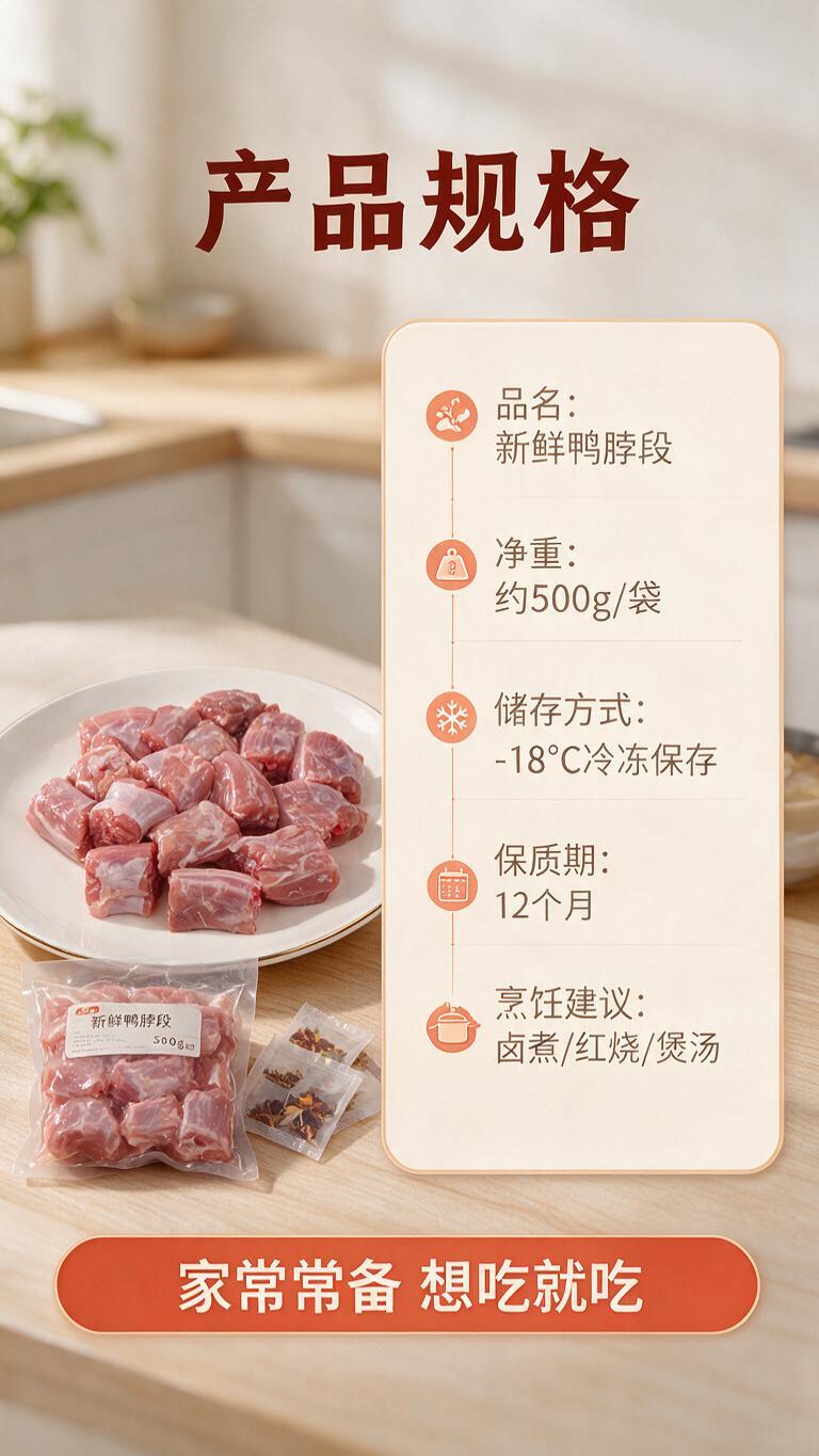 [商品] 使用【图1】新鲜冷冻鸭脖段；商品处理：保留鸭脖段切块… - 图片创意预览