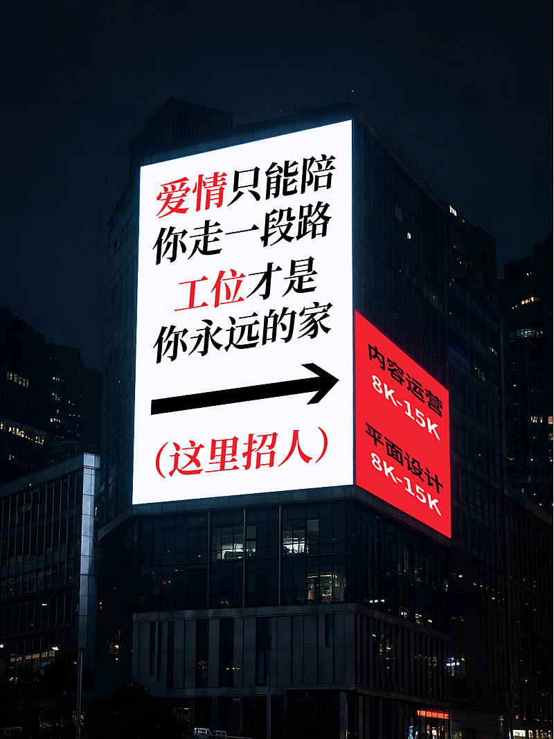 企业招聘宣传创意文案拟真实景大字吸睛小红书封面