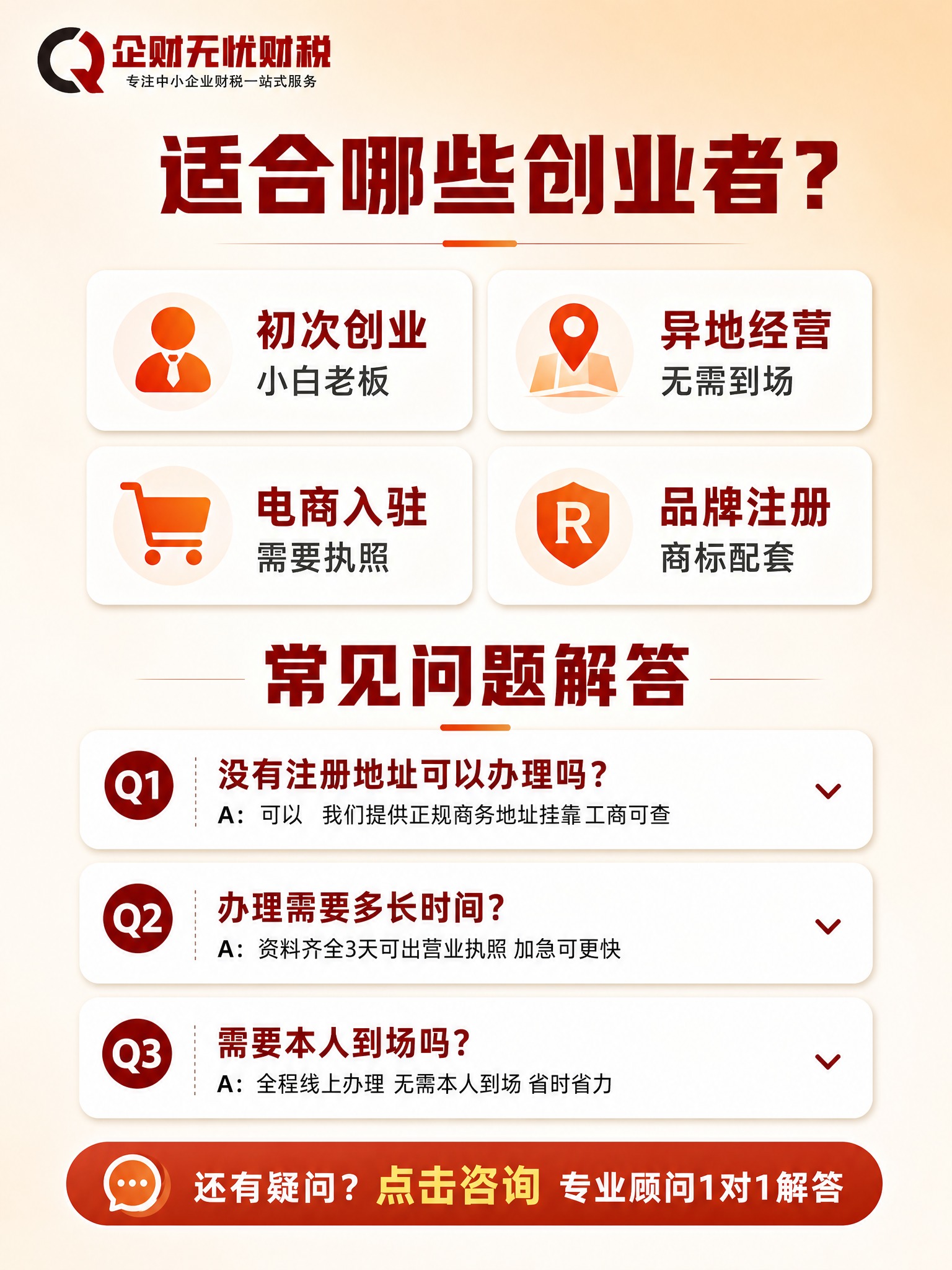 【主图8-3:4】企财无忧财税 适配人群与常见问题 竖版种草。… - 图片创意预览