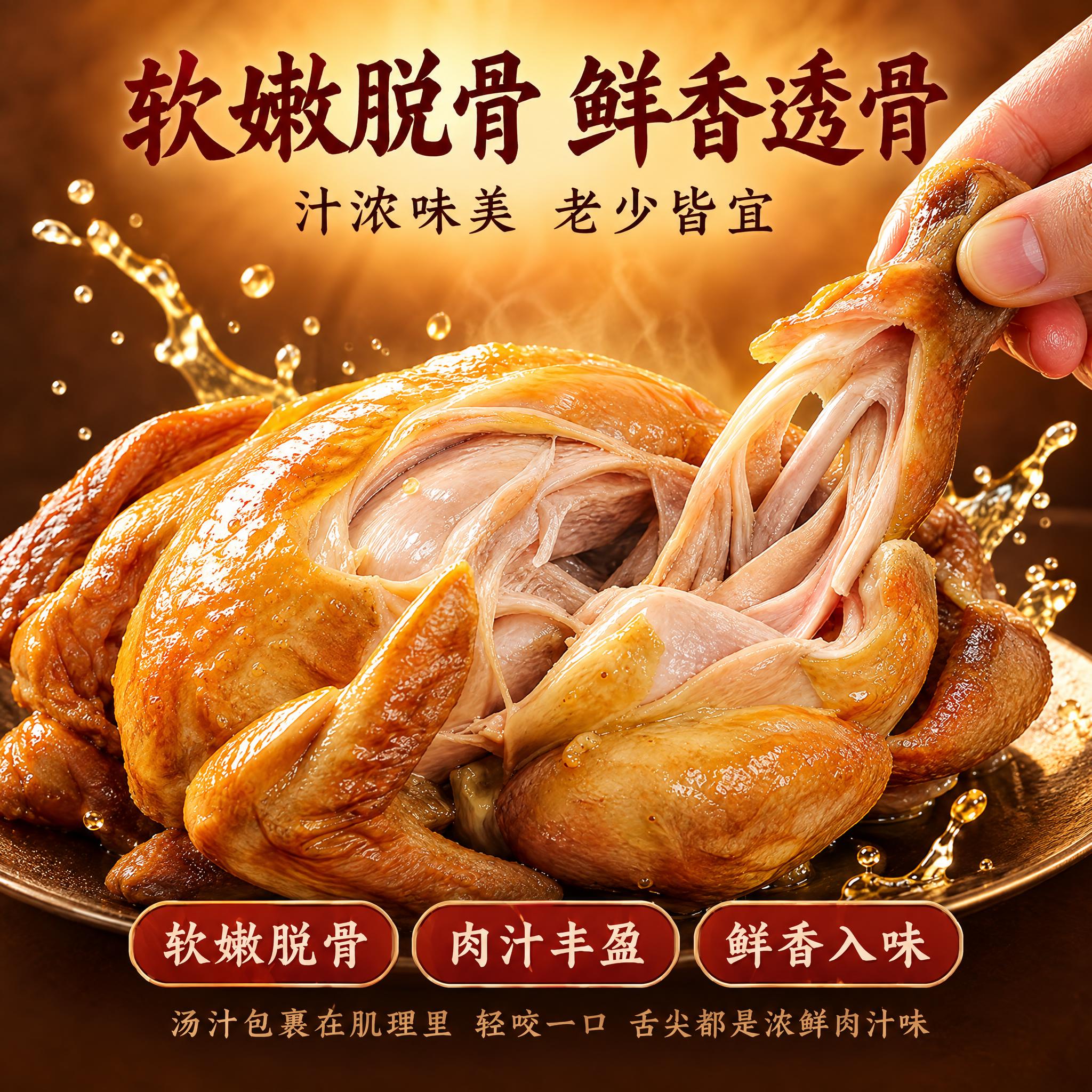 将这张9:16竖版的五香扒鸡详情页图片，调整为1:1正方形主图… - 图片创意预览