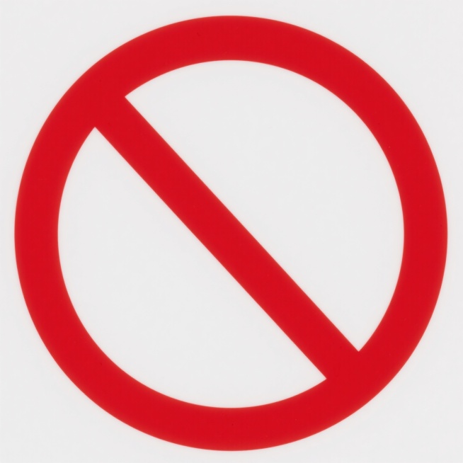 一个红色的圆形禁止标志，圆形内部有一条红色的对角线，对角线从圆形的左上角斜向右下角，整个标志以纯白色为背景，设计风格简洁明了，线条平滑无装饰，色彩对比鲜明，传达出明确的禁止含义，具有高度的识别性和信息传达效率，符合公共标识的设计规范。预览效果