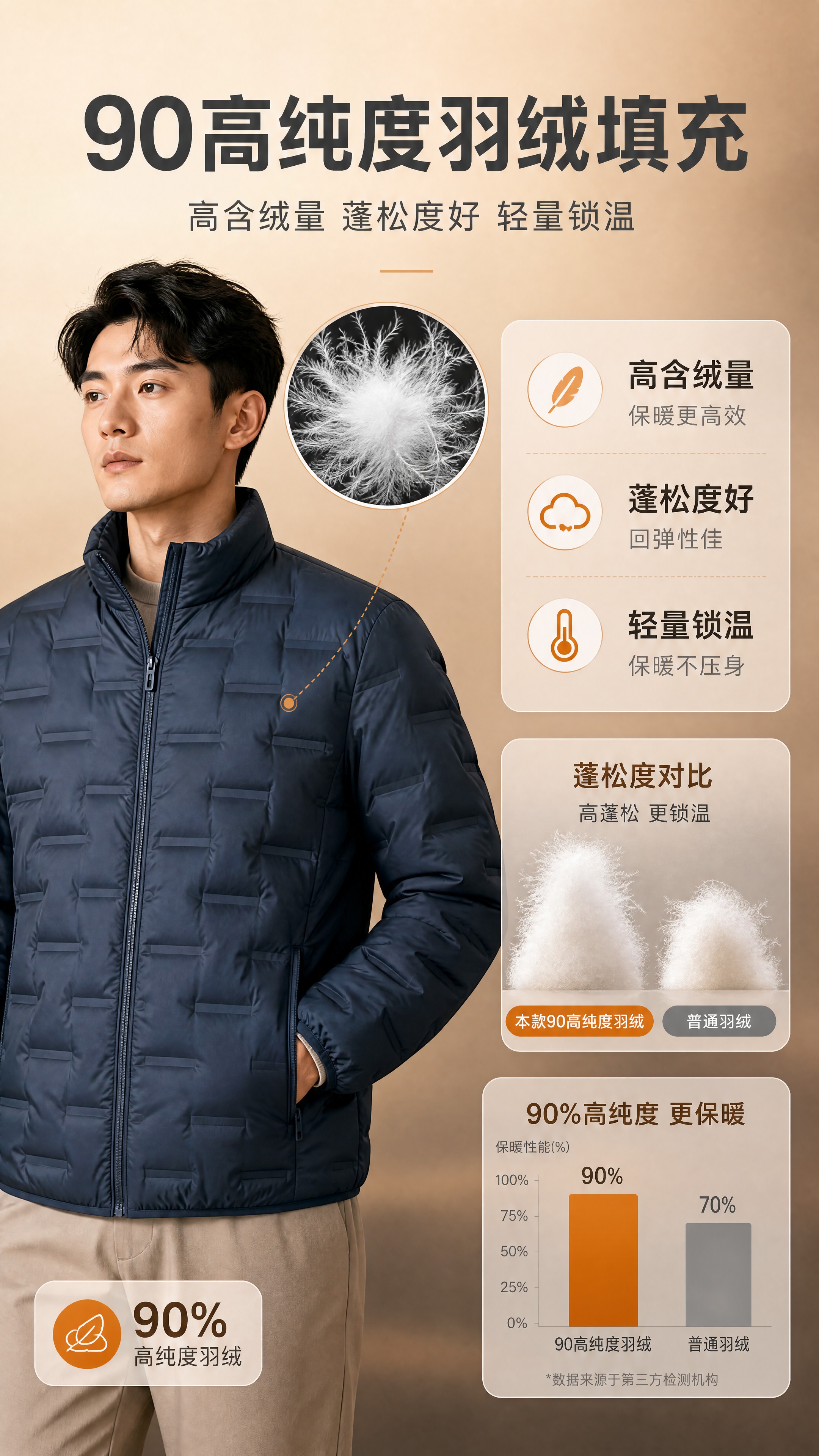 [商品] 使用【图1】藏青色立领轻薄羽绒服；商品处理：保留立领… - 图片创意预览