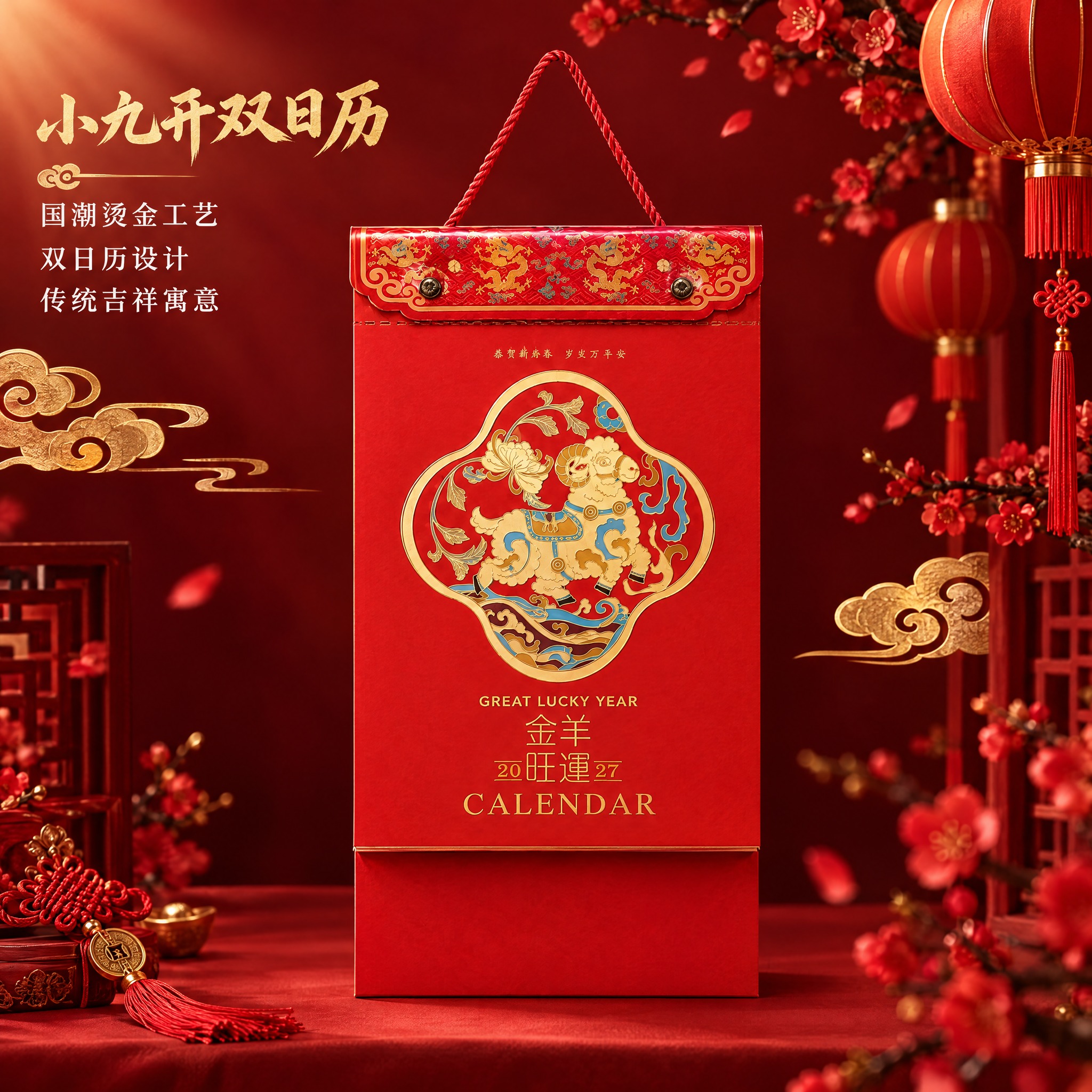 [主图-1] 首图产品身份展示，主题：小九开双日历 金羊旺运2… - 图片创意预览