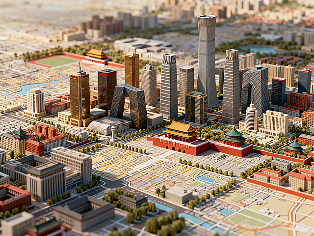 微缩艺术风城市模型，融合中式传统建筑与现代摩天大楼，金属质感与玻璃材质交织，展现科技感与政务感的未来都市图景。