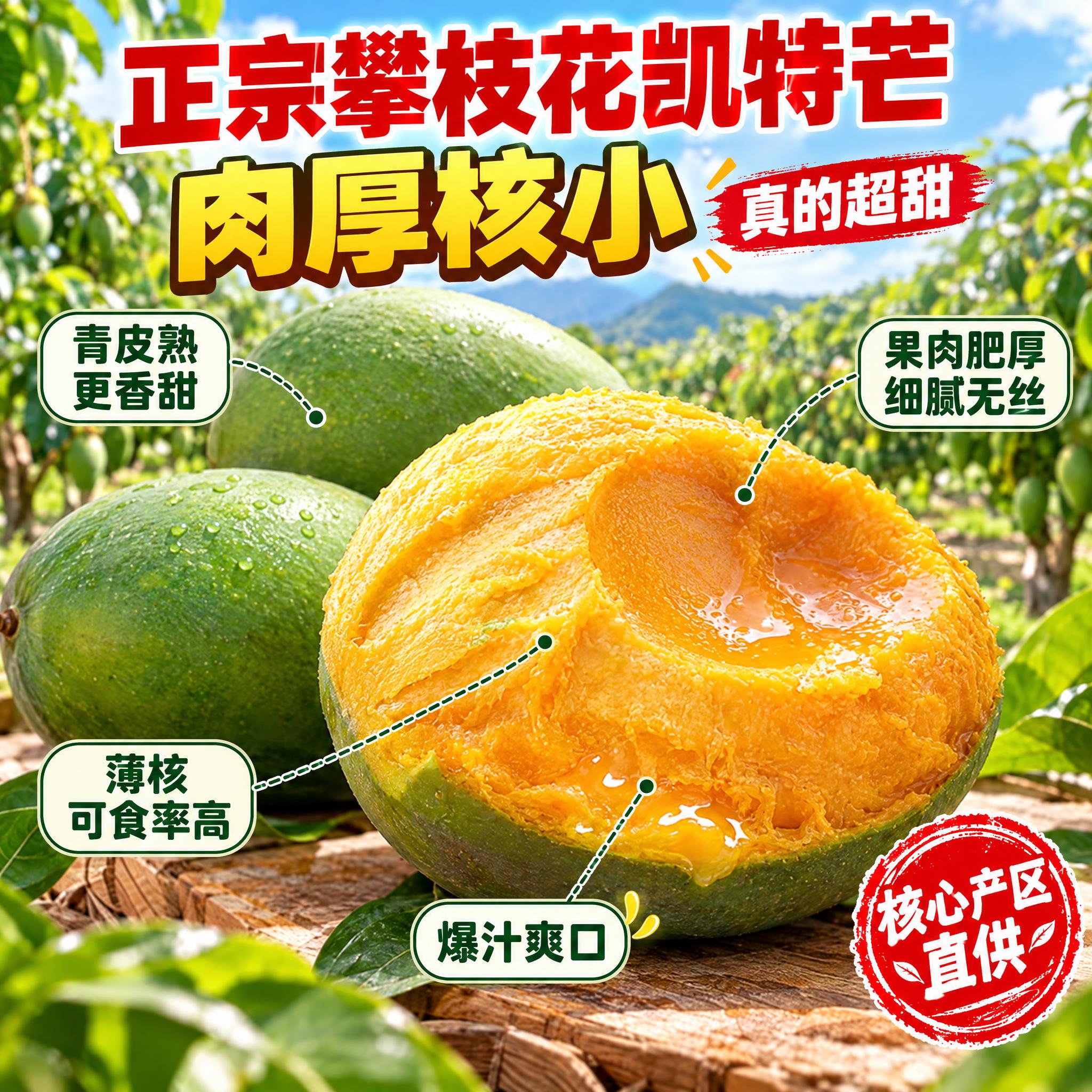 [主图-2] 攀枝花凯特芒果核心亮点与产地溯源图，建立品质信任… - 图片创意预览
