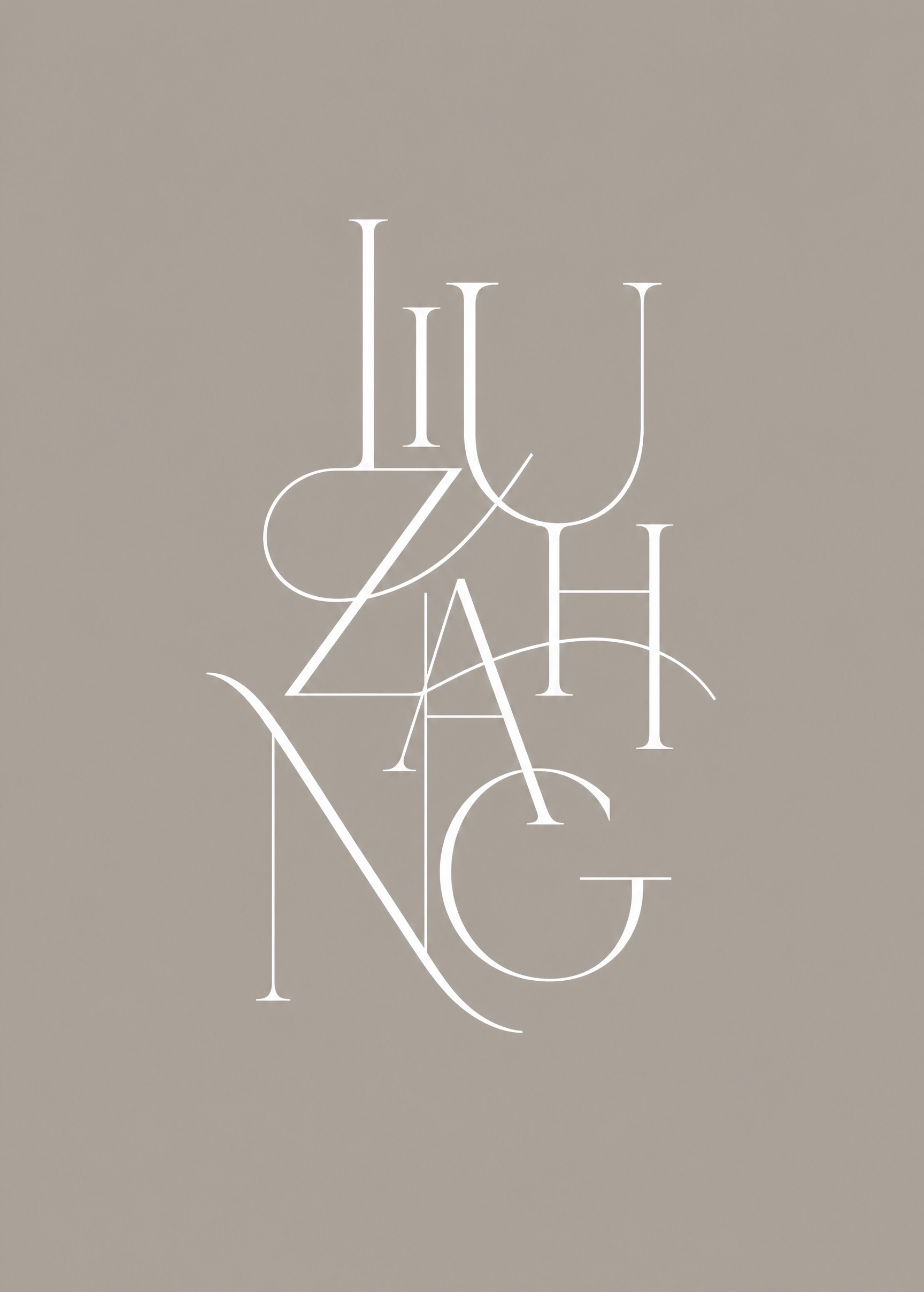 白色字体，干净的纯色背景，创意衬线字体设计八个字母"LIU Z… - 图片创意预览