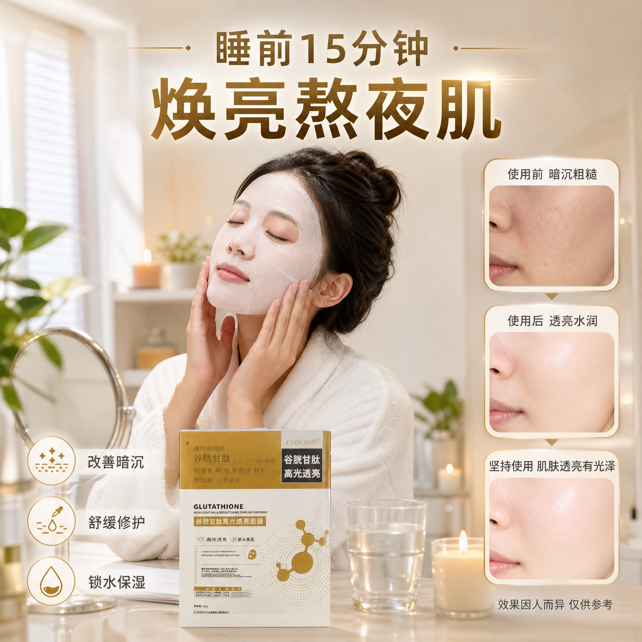 [主图-4] 使用场景与功效实证，展示日常护肤场景下面膜的使用… - 图片创意预览