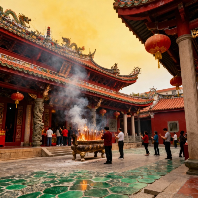 生成4张以上与揭阳主题相关的宣传图片（如风景、人文、未来想象图等）。每张图片需注明生成所用的提示词（prompt），并附简短设计说明预览效果