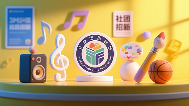 我正在写一篇跟社团招新海报有关的文章，需要配图，请帮我生成5中风格不同的与社团、招新、海报有关的图片，不要出现人像和文字！避免诡异和单调！