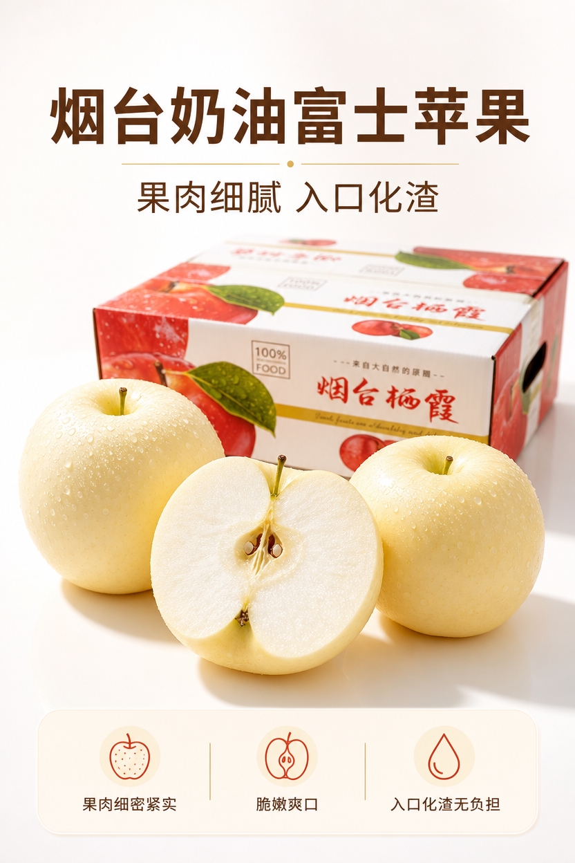 [商品] 使用【图1】【图3】中的烟台奶油富士苹果（含整果与切… - 图片创意预览
