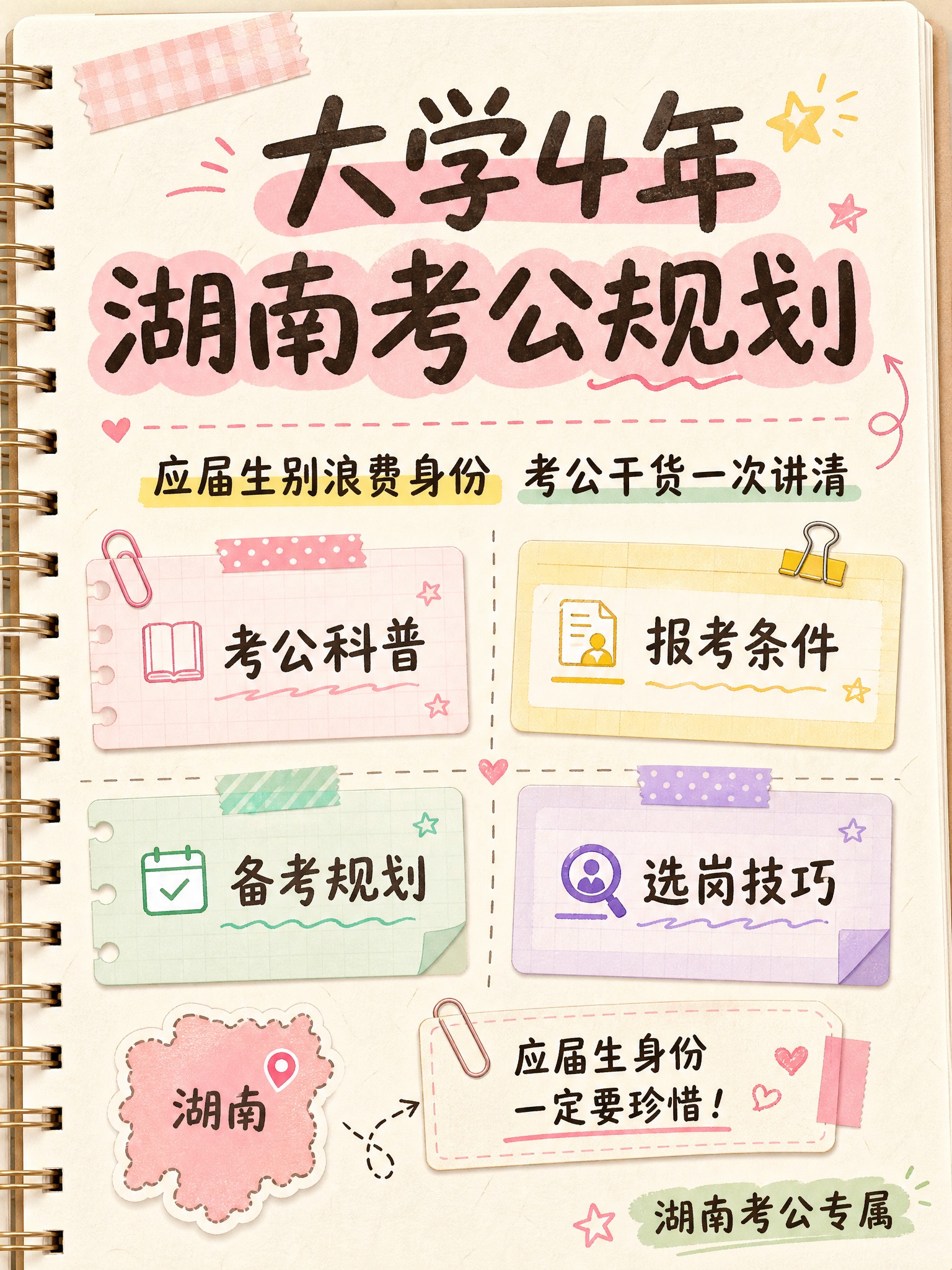 [主图-1] 主题与核心价值吸睛首图，大学4年湖南考公规划课程… - 图片创意预览