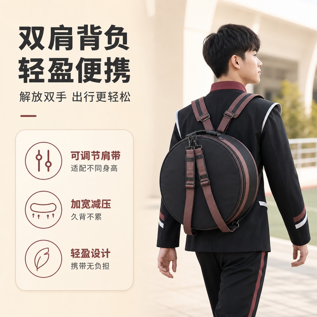 [商品] 使用【图2】左上角双肩背带角度军鼓包；保留黑色主体、… - 图片创意预览