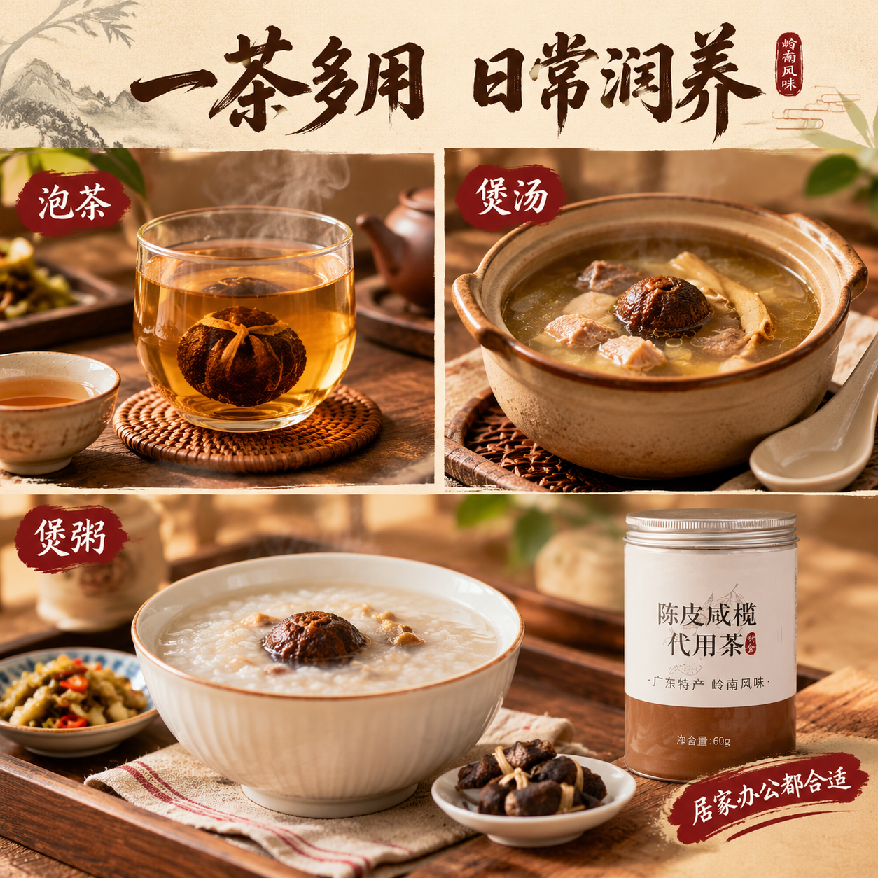 [主图-3] 多场景食用 泡茶煲汤煲粥 场景代入图 [统一基调… - 图片创意预览