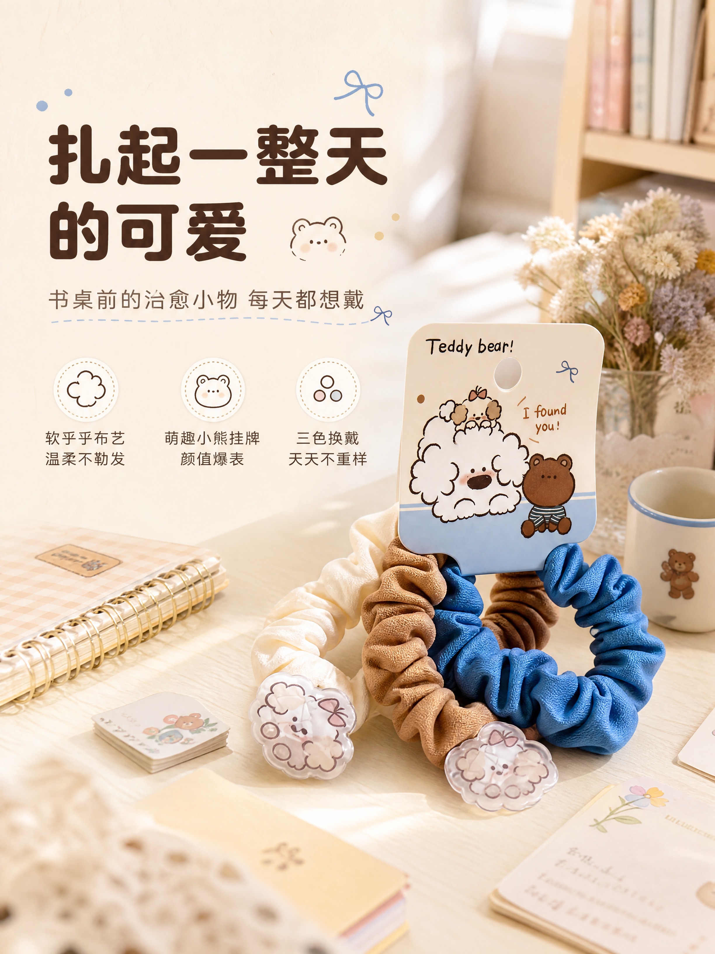 [商品] 使用【图1】带吊牌三色发圈套装；保留吊牌上的泰迪小熊… - 图片创意预览