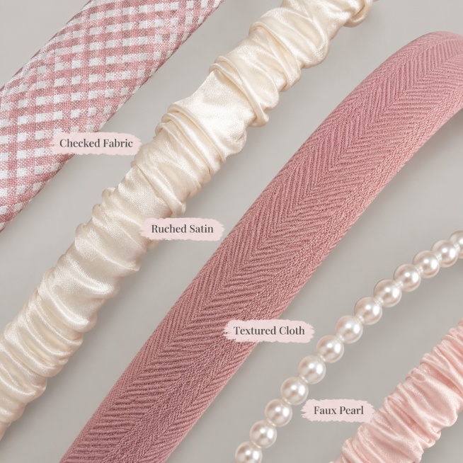 [Main Image 3] Material detail close-up of the 6 headbands set. Focus on showing different fabric te预览效果