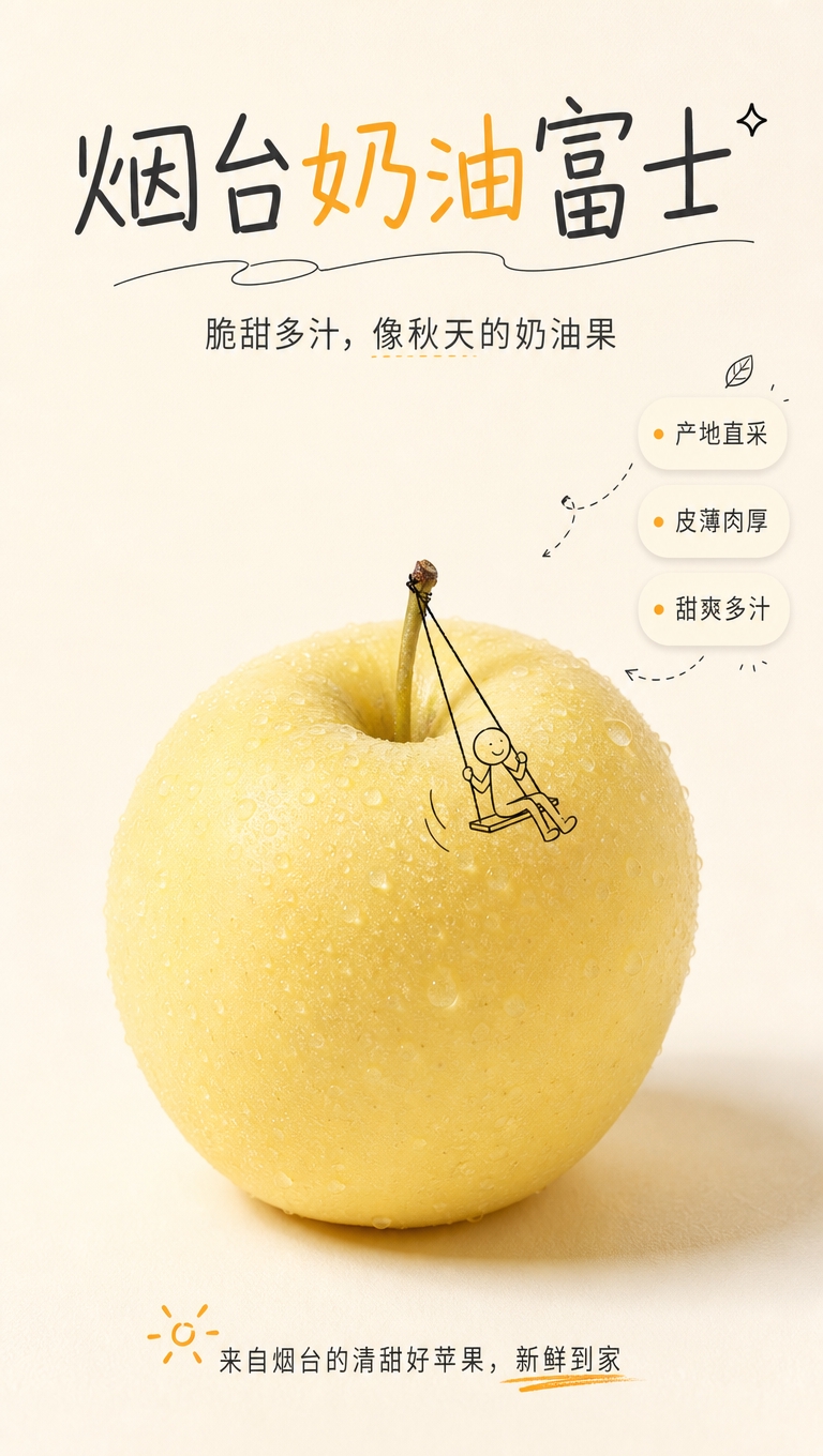 [商品] 使用【图1】【图2】【图3】【图4】烟台奶油富士苹果… - 图片创意预览
