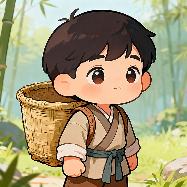 背背篓的卡通人