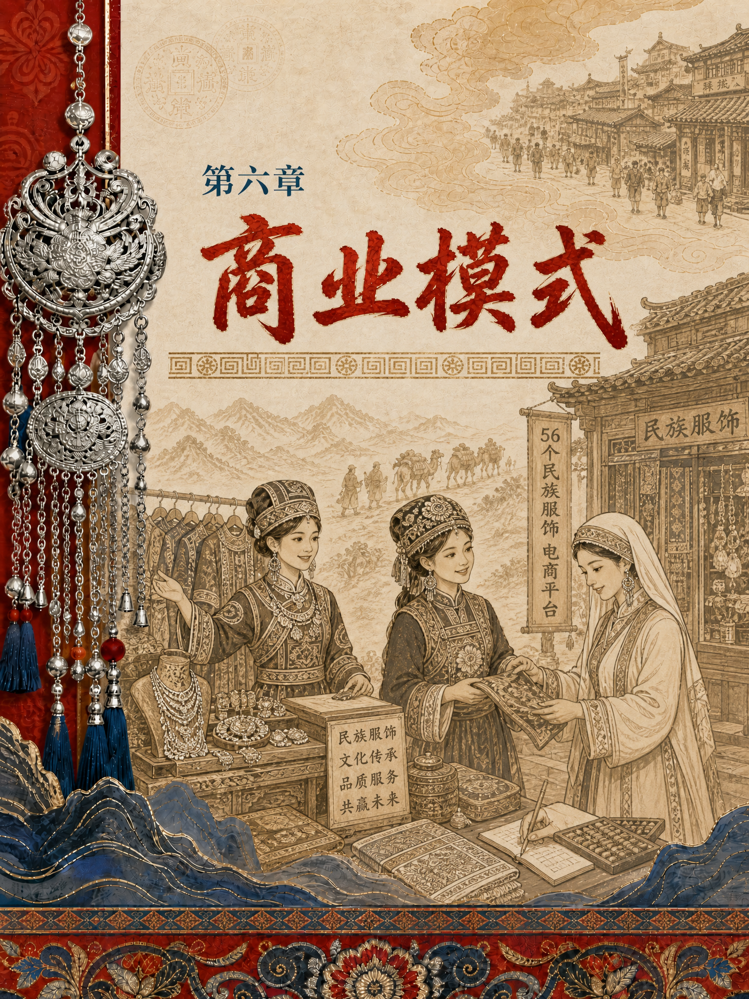 中国风古丝路风格章节页设计，56个民族服饰电商平台主题。整体延… - 图片创意预览