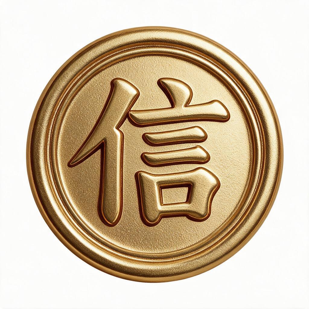 将参考图中圆形徽章内的"信"字连同整个内圆（圆形徽章）1:1单… - 图片创意预览
