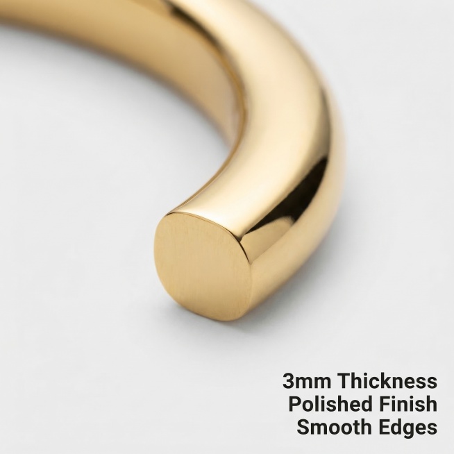 [Golden Version Main Picture 4] Close-up detail shot of 3mm plain closed gold bangle. Magnify the 3m预览效果