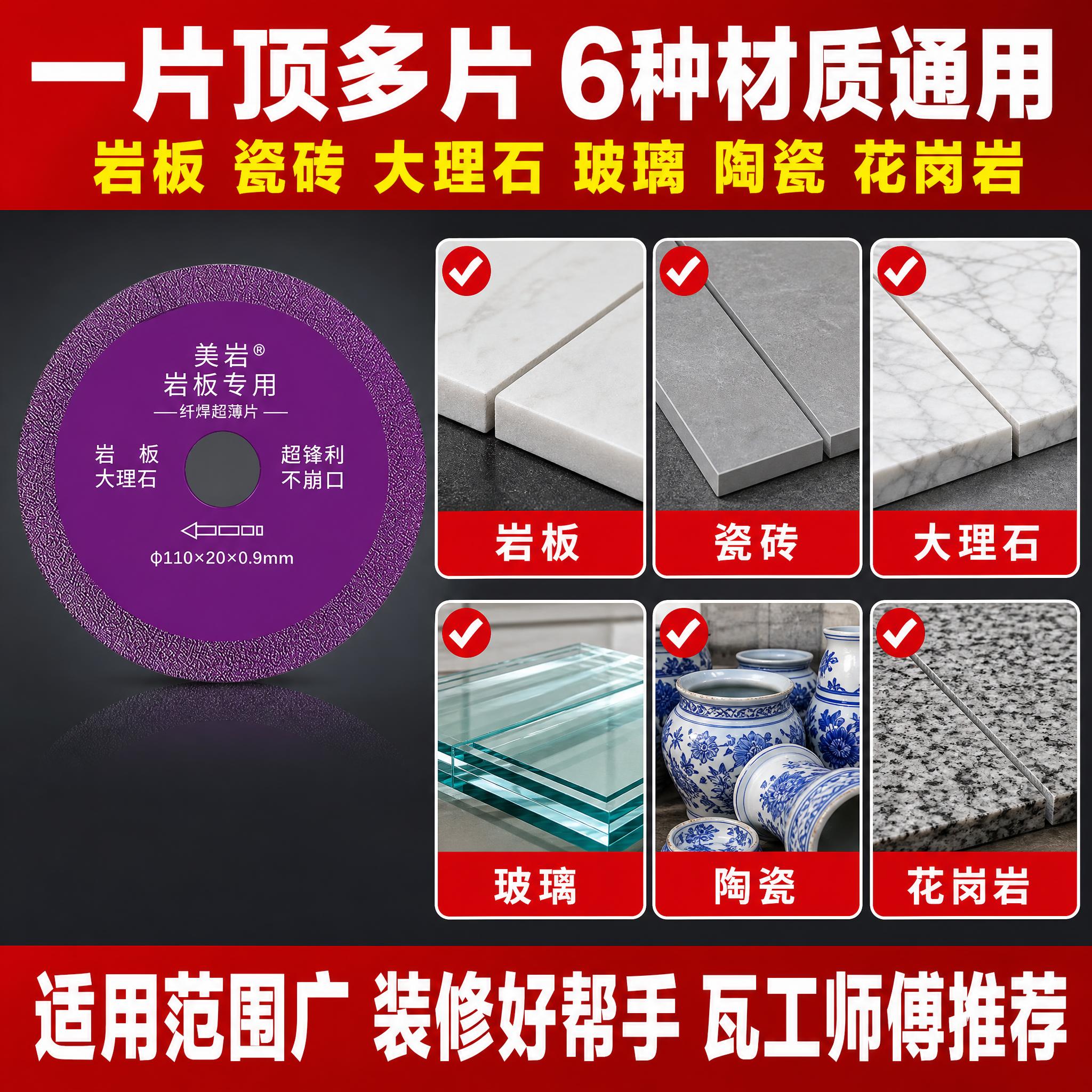 [主图-3] 多材质适用场景展示图，6宫格展示切割片可切割的6… - 图片创意预览