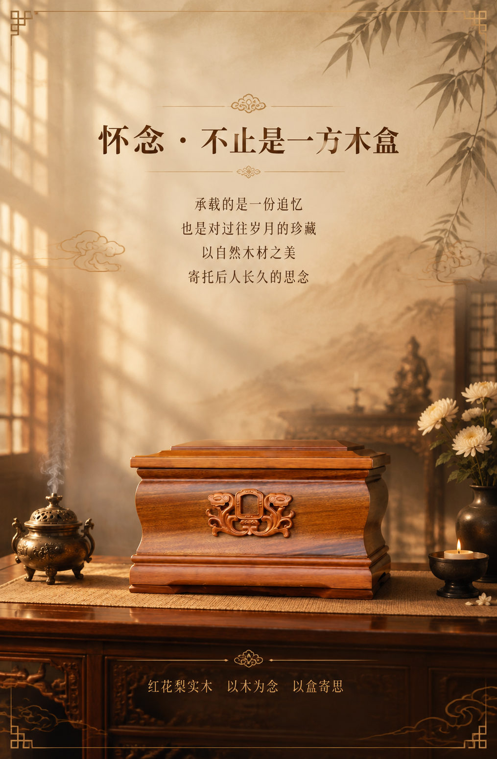 [商品] 使用【图6】怀念红花梨实木骨灰盒正面45°图；保留产… - 图片创意预览