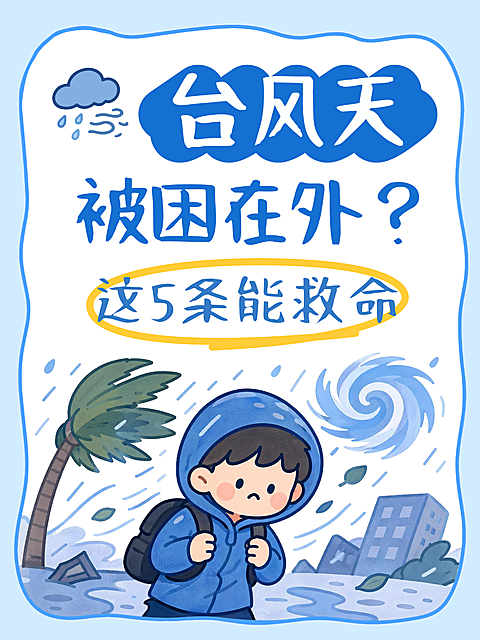 台风天防范措施指南知识分享手绘卡通小红花封面配图