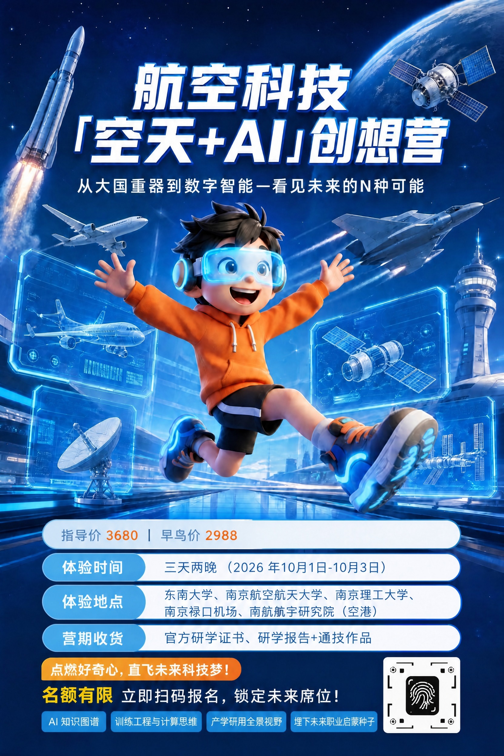 基于这张海报进行修改：1. 去掉四个蓝色透明面板上的文字：智能… - 图片创意预览
