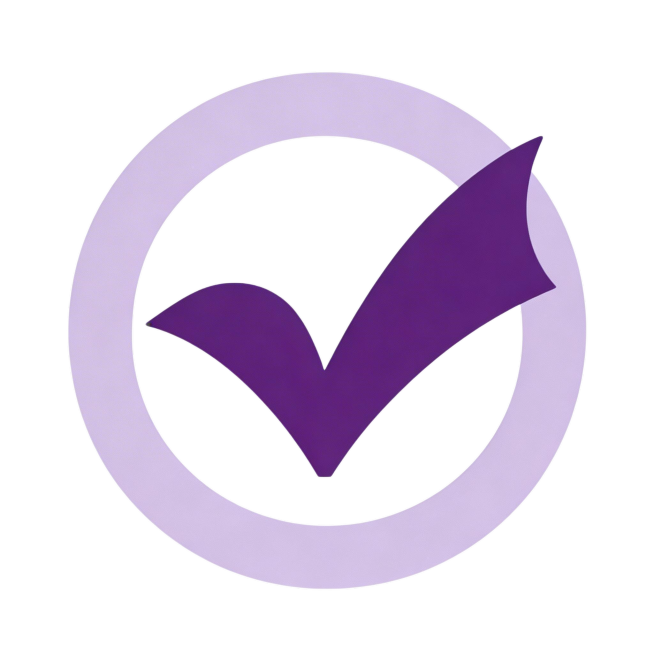 把图中颜色改成紫色系列，圆圈改成浅紫色，√改成深紫色预览效果