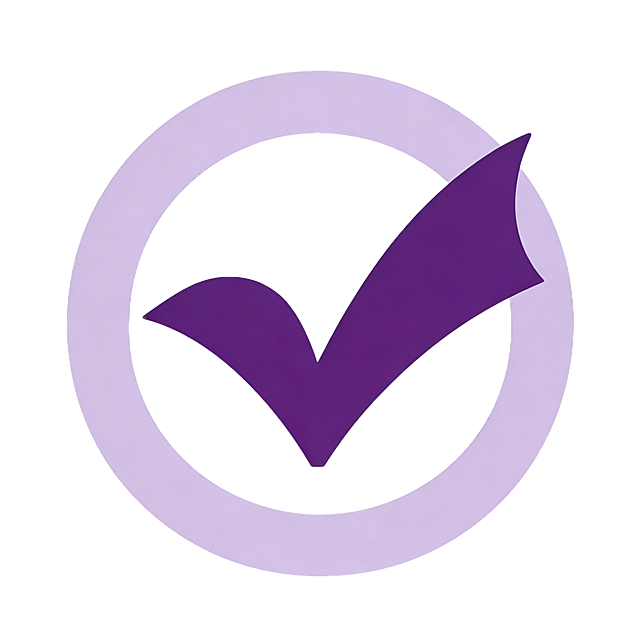 把图中颜色改成紫色系列，圆圈改成浅紫色，√改成深紫色