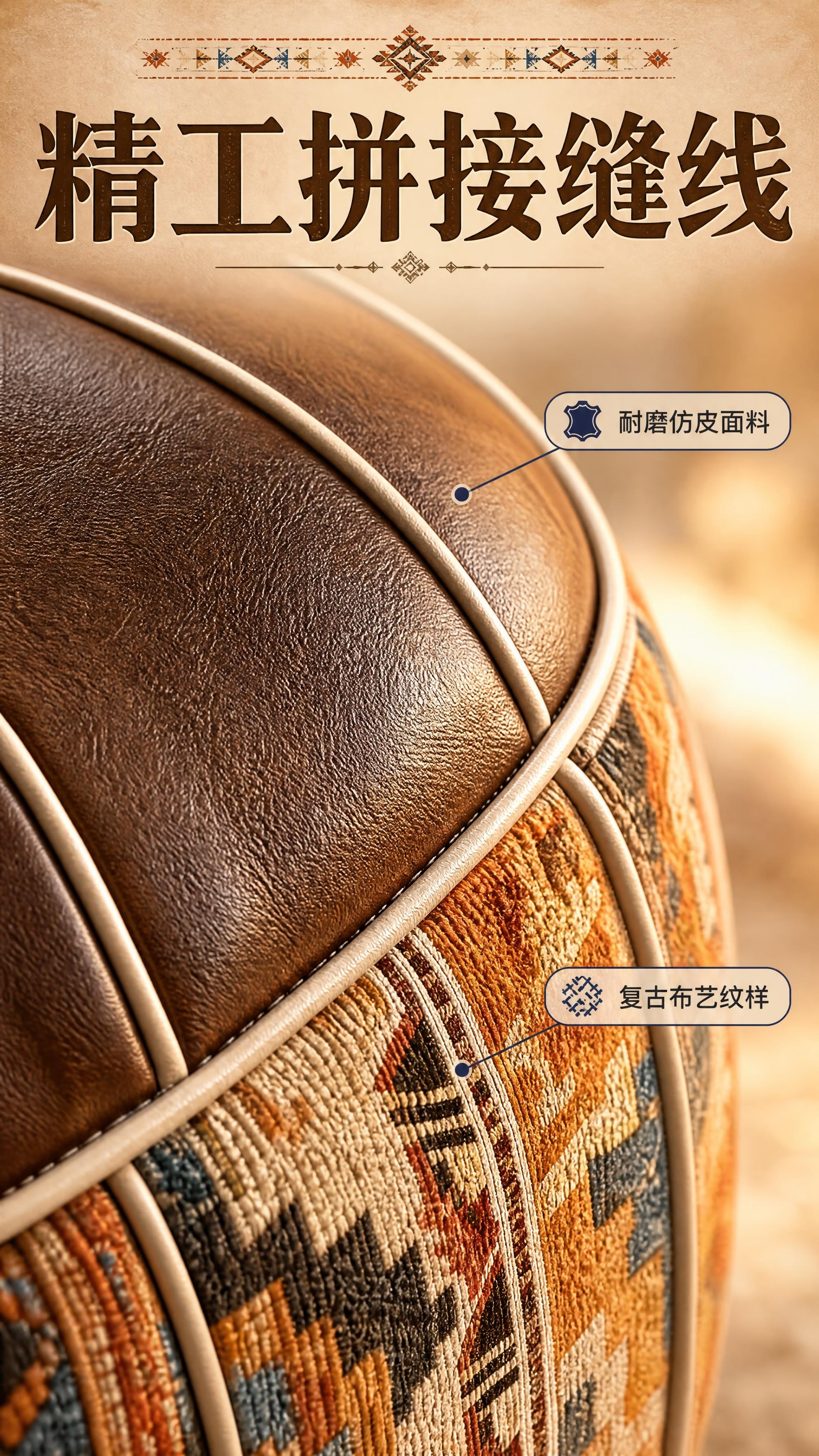 [商品] 使用【图7】坐墩材质细节特写；保留棕色仿皮顶面纹理、… - 图片创意预览