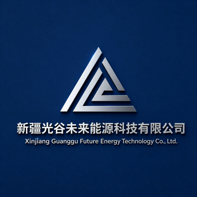 在原有的极简大气LOGO基础上，添加上中文文字“新疆光谷未来能源科技有限公司”和英文文字“Xinjiang Guanggu Future Energy Technology Co., Ltd.”，排版预览效果