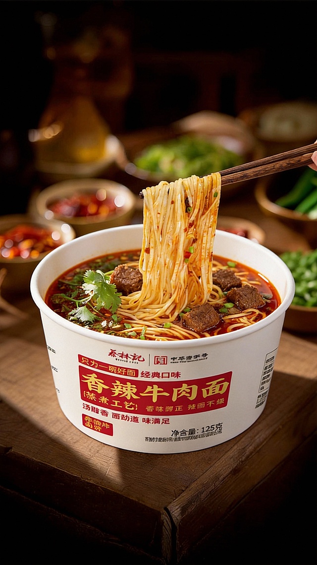 图1的牛肉及牛肉面替换为图2，保持图1背景完全不变