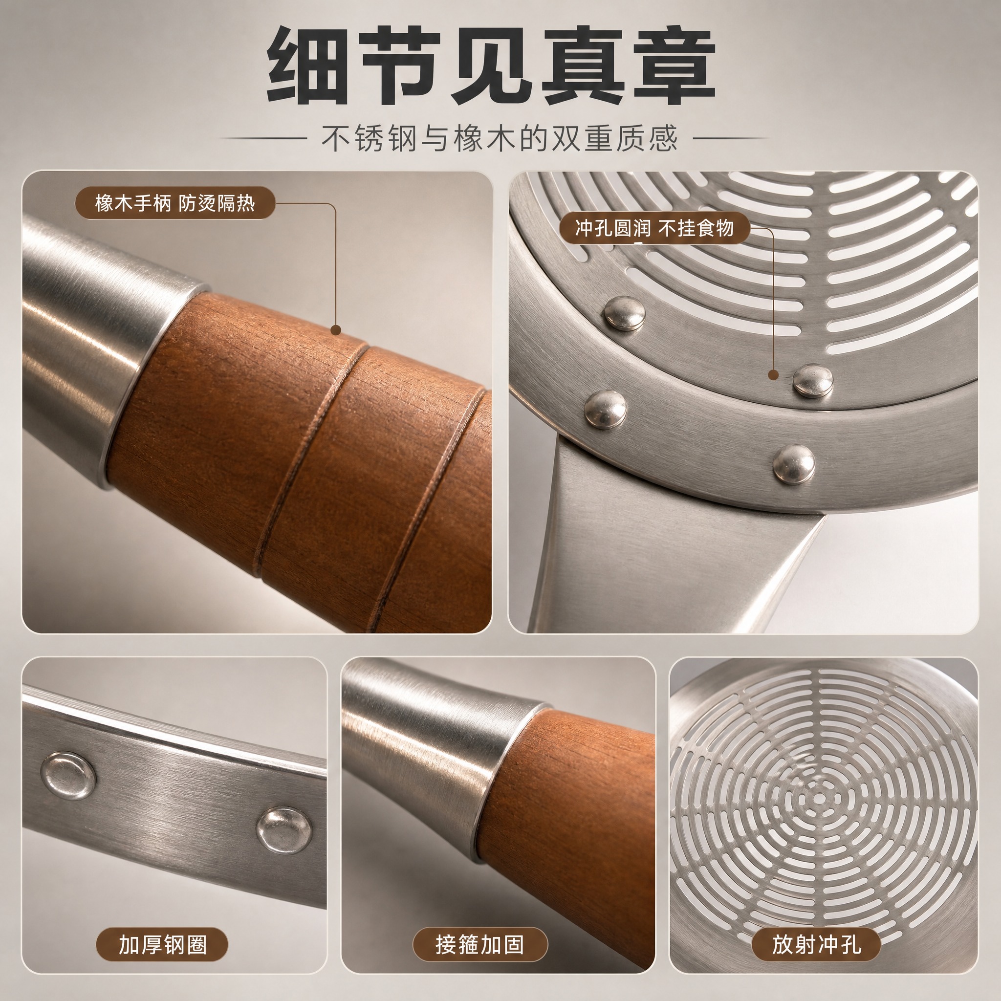 [商品] 使用【图1】橡木手柄微距图与【图2】冲孔铆钉特写图；… - 图片创意预览