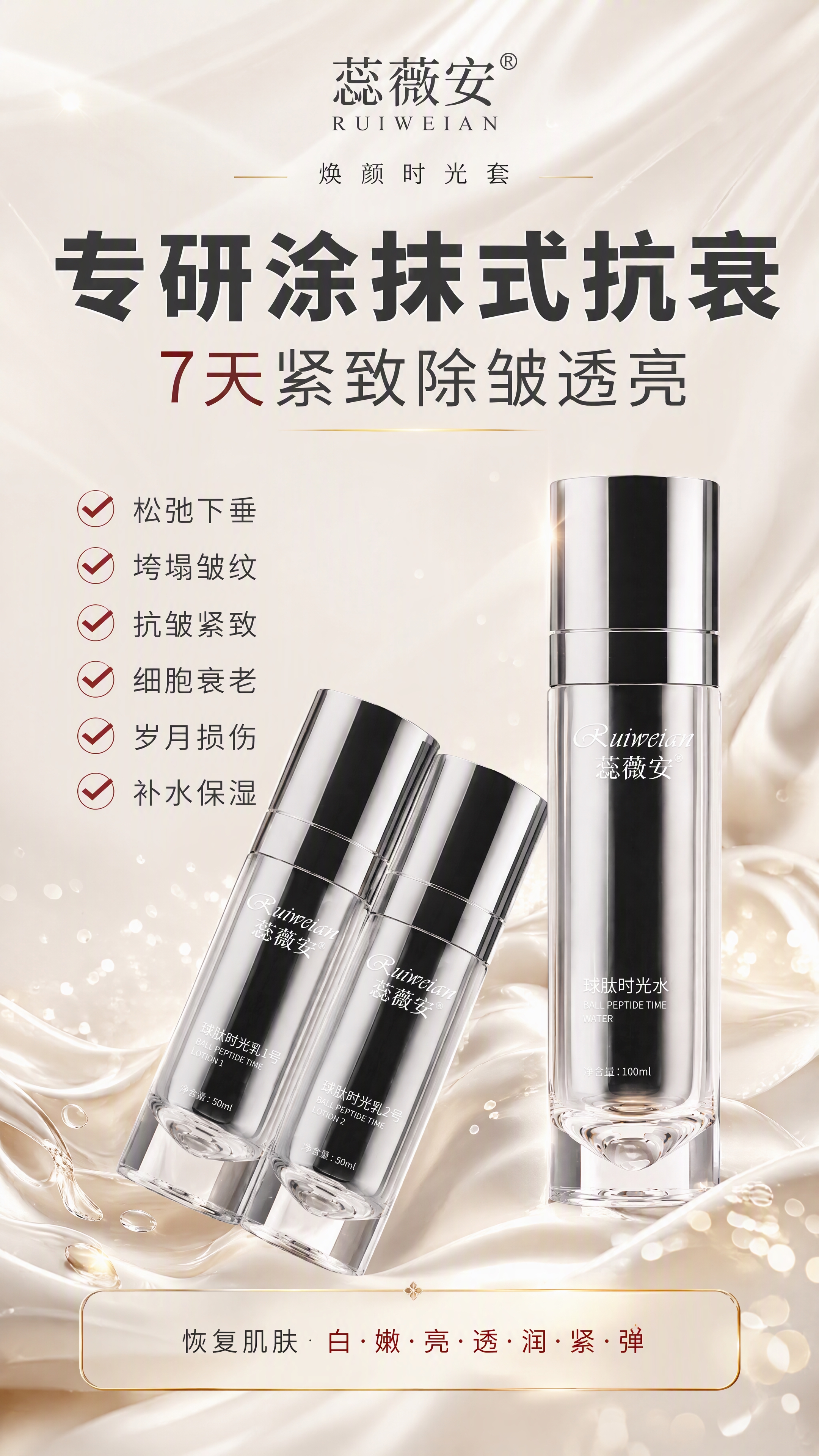 [商品] 使用【图1】蕊薇安焕颜时光套三件套（球肽时光水100… - 图片创意预览