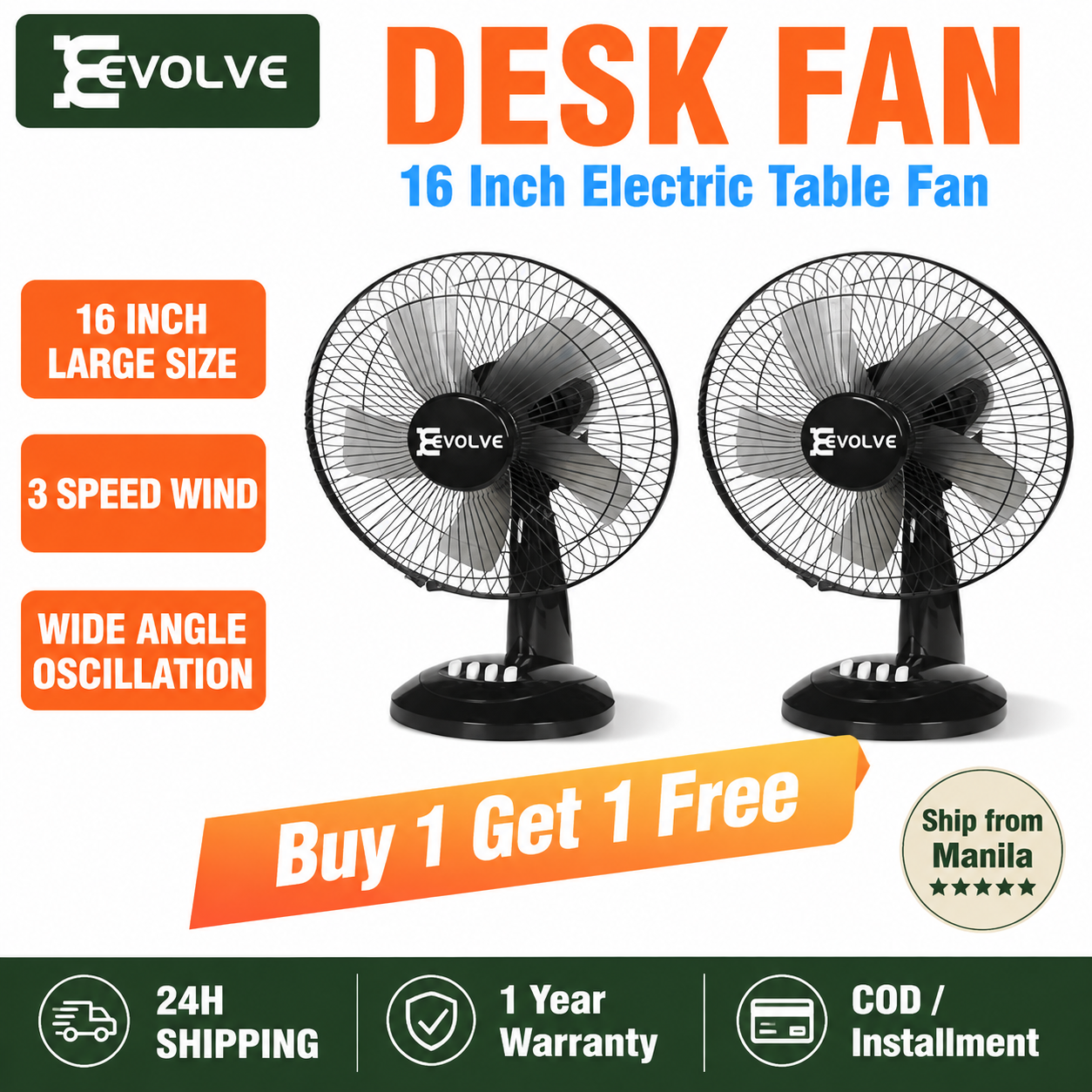 [单张主图] EVOLVE 16英寸台式电风扇（Desk Fa… - 图片创意预览