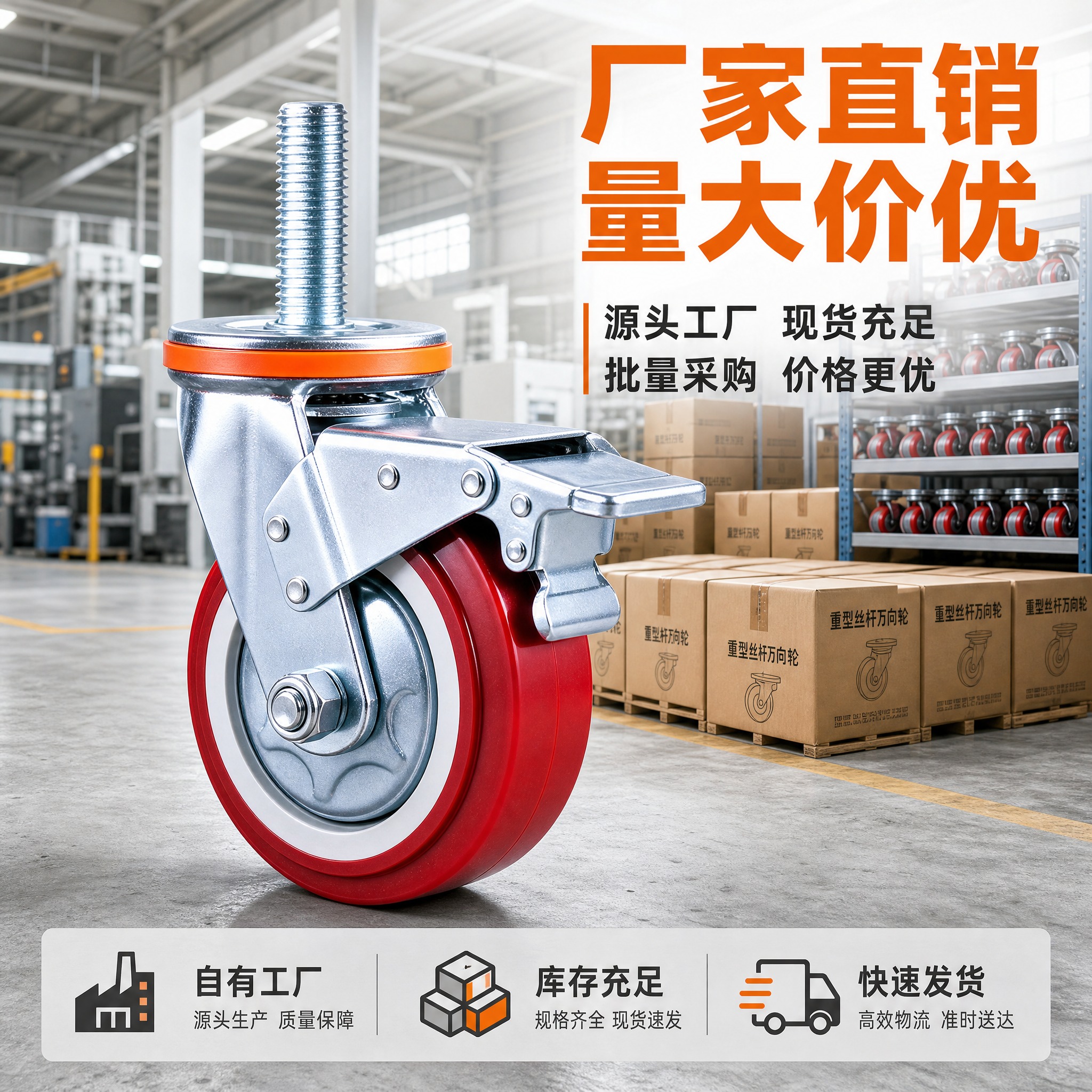 [主图-4] 重型丝杆万向轮 厂家直销量大价优卖点图，突出工厂… - 图片创意预览