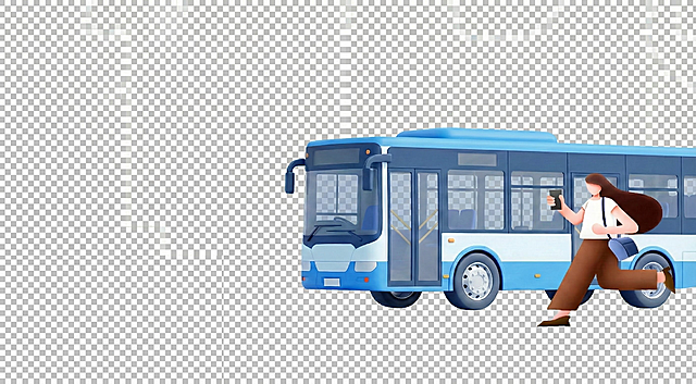 扣出人物和公交车
