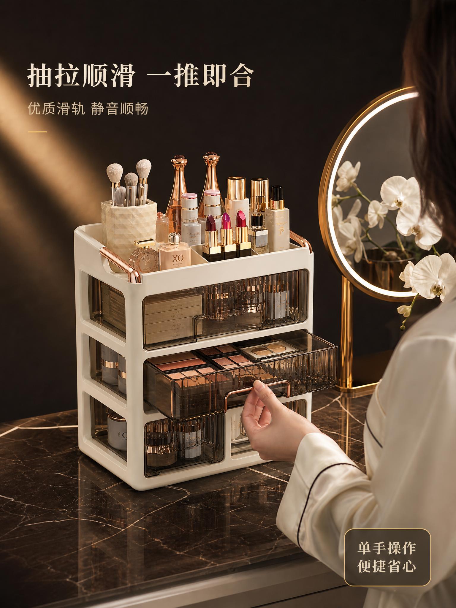 [详情-5] 人物使用场景页，女性手部抽拉抽屉展示操作便捷性。… - 图片创意预览