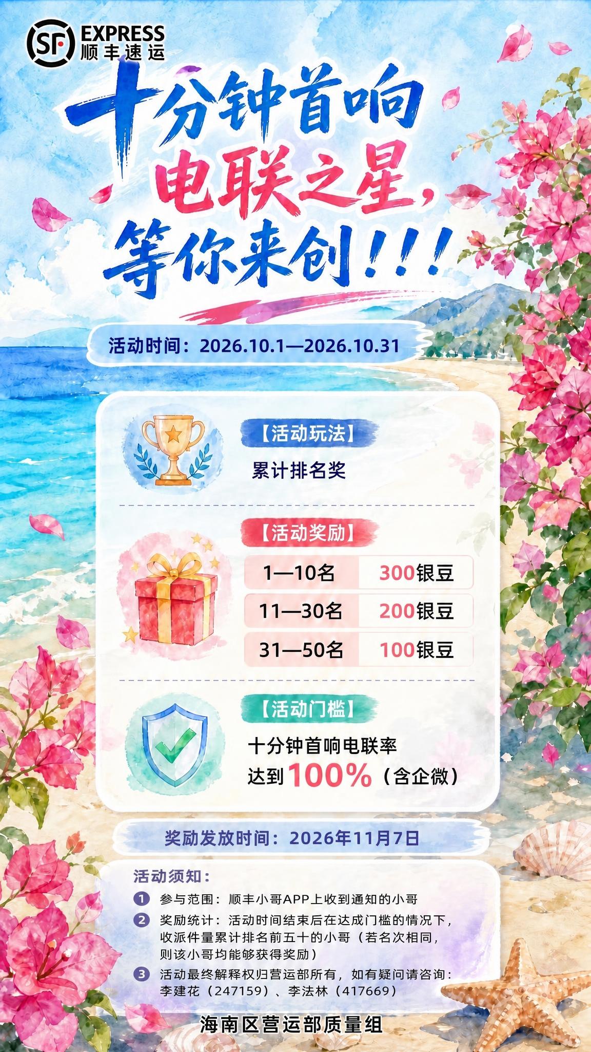 在这张手绘水彩风格的活动宣传海报上添加文字：在活动须知区域上方… - 图片创意预览