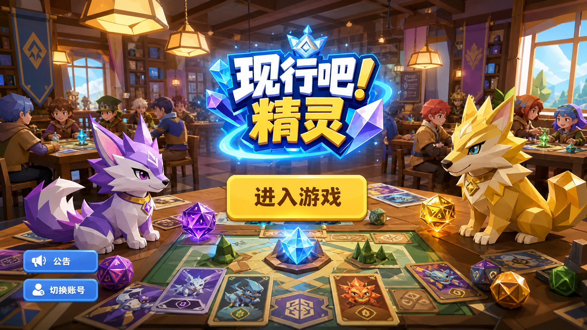 手游登录界面UI设计，16:9横版，低多边形3D卡通绘本风格，… - 图片创意预览