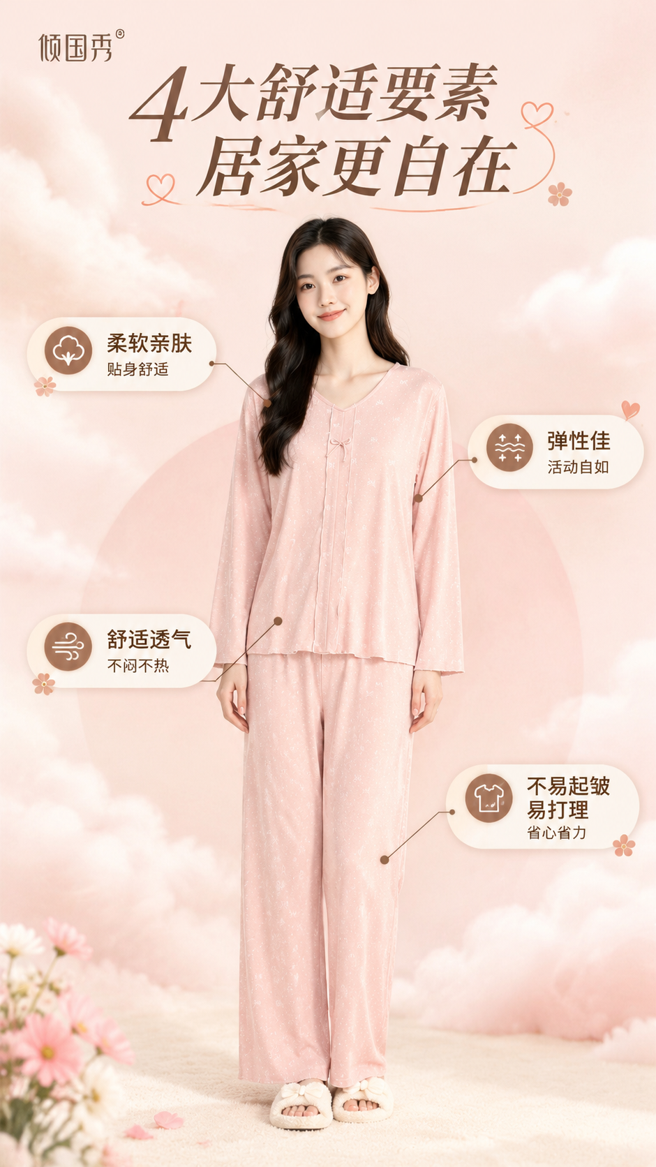 [商品] 使用【图2】虾粉色针织提花套装作为主商品参考；保留V… - 图片创意预览