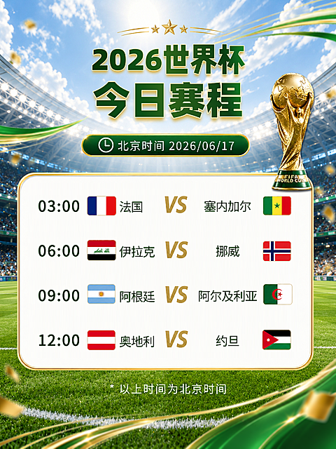2026世界杯今日赛程宣传现代风小红书1封面