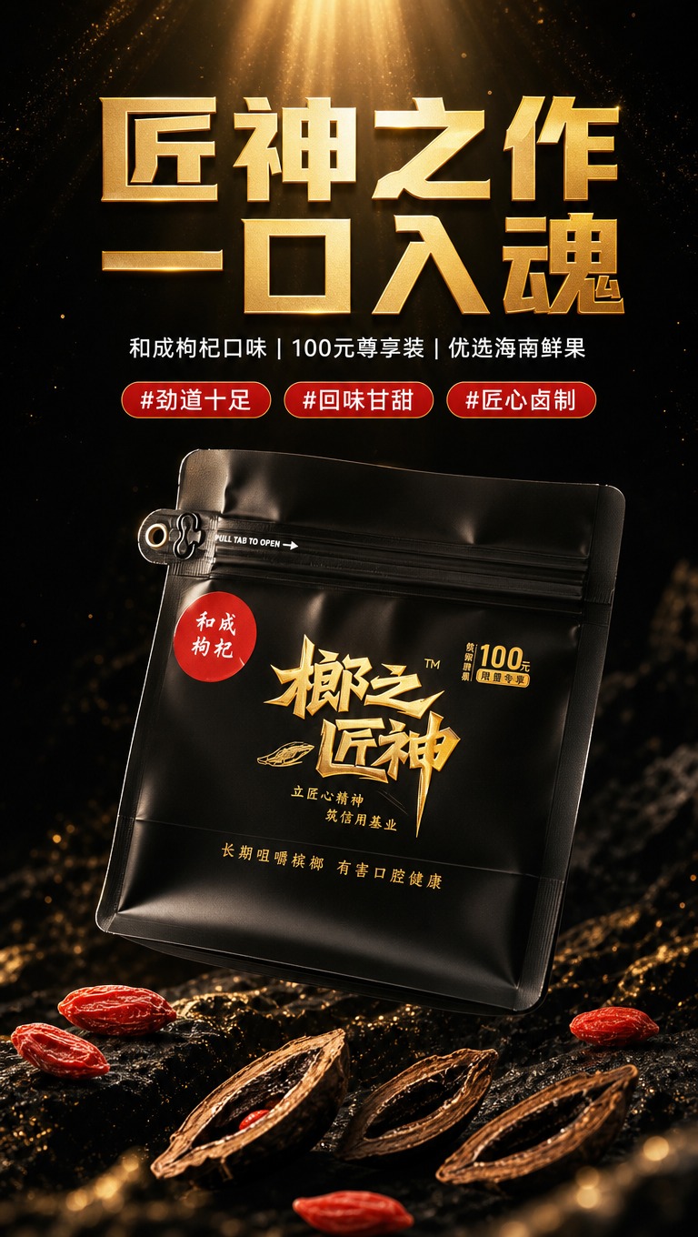 [商品] 使用【图1】榔之匠神和成枸杞槟榔黑色包装袋；保留黑色… - 图片创意预览